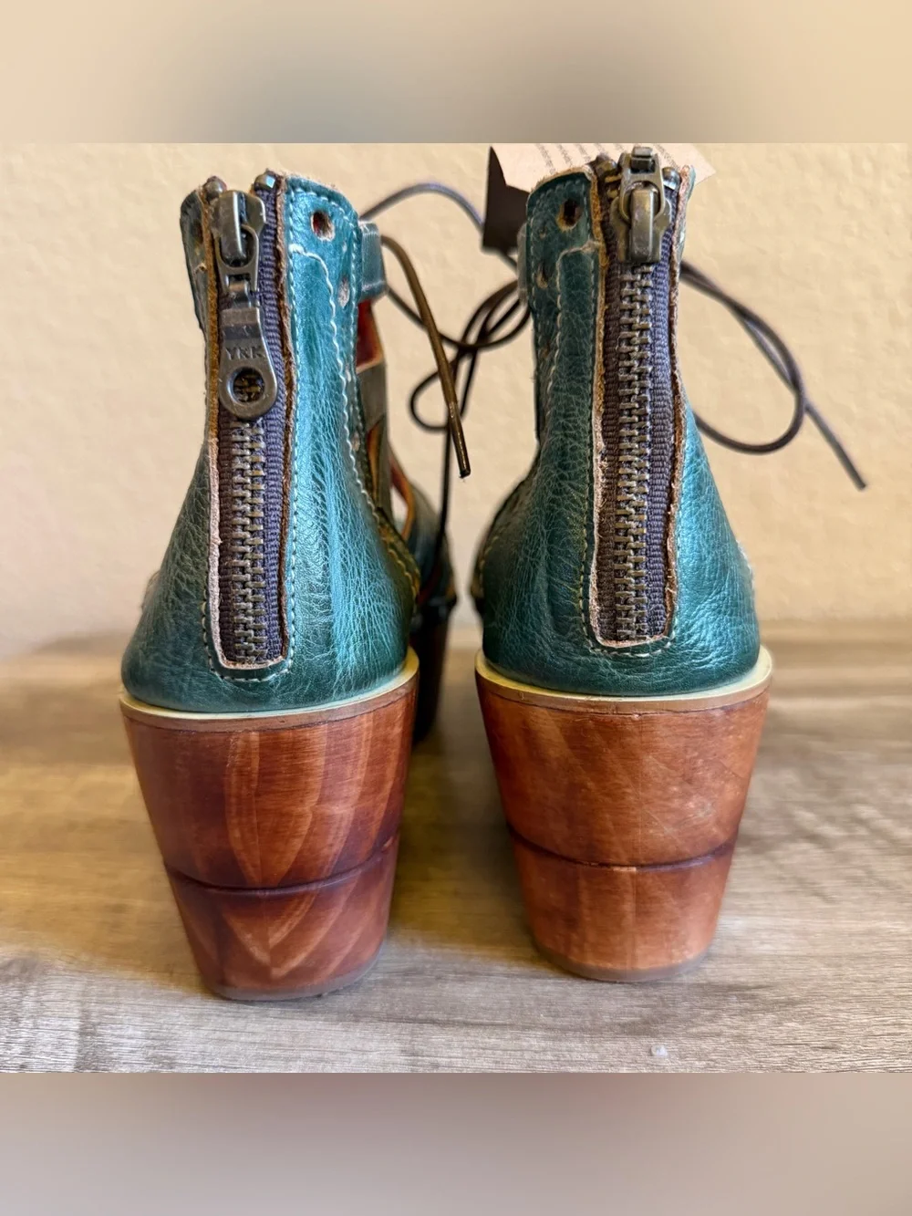 NWT Bed Stu Shirin Wooden Platform Leather Sandals  Womens Size 10